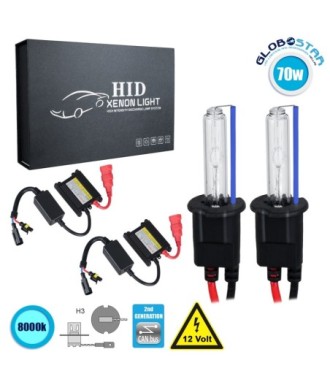 GloboStar® 84112 H3 CB Line KIT Βασικού Φωτισμού Αυτοκινήτου & Μοτοσυκλέτας 2nd Generation Can-Bus Series XENON 70W 6400lm DC 9-16V Αδιάβροχο IP65 Ψυχρό Λευκό 8000K